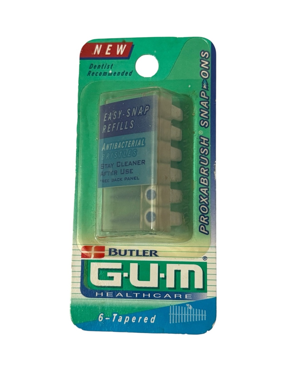 GUM Healthcare Proxabrush Snap Ons 6 Refills Tapered Antibacterial NEW Sealed